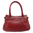 Salvatore Ferragamo Gancini Hand Bag Leather Red Auth ARZ205-2