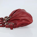 Salvatore Ferragamo Gancini Hand Bag Leather Red Auth ARZ205-4