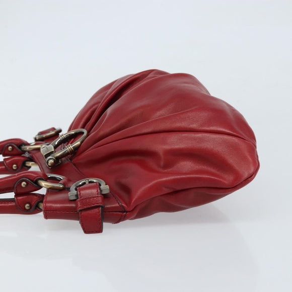 Salvatore Ferragamo Gancini Hand Bag Leather Red Auth ARZ205
