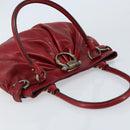 Salvatore Ferragamo Gancini Hand Bag Leather Red Auth ARZ205-6