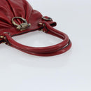 Salvatore Ferragamo Gancini Hand Bag Leather Red Auth ARZ205-7