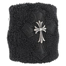 Chrome Hearts Cross Patch CH Cross Wristband Ag925 Black Silver Auth ARZ206SM-1