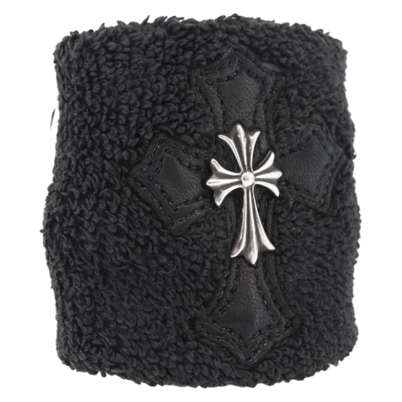 Chrome Hearts Cross Patch CH Cross Wristband Ag925 Black Silver Auth ARZ206SM