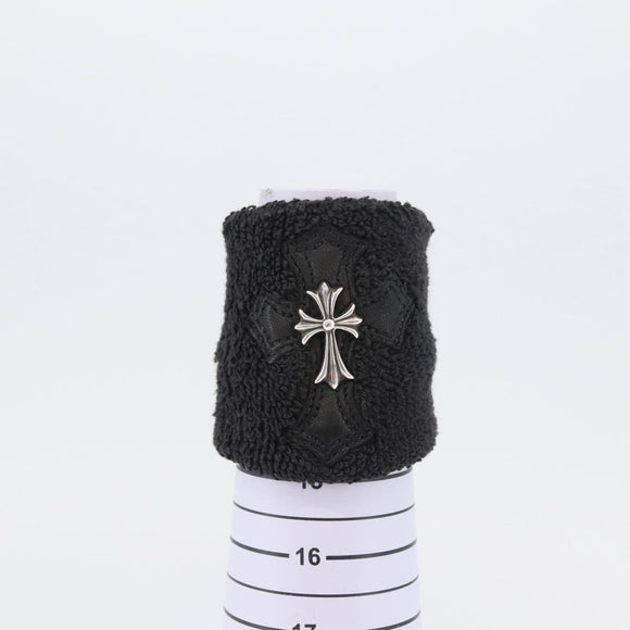 Chrome Hearts Cross Patch CH Cross Wristband Ag925 Black Silver Auth ARZ206SM