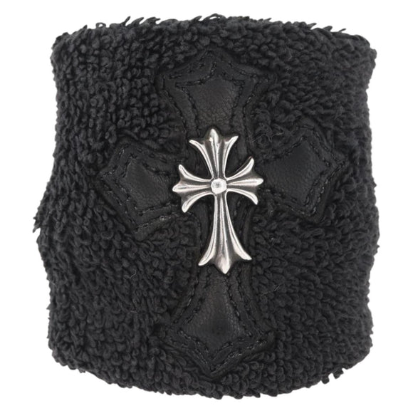 Chrome Hearts Cross Patch CH Cross Wristband Ag925 Black Silver Auth ARZ206SM