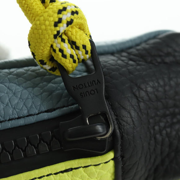LOUIS VUITTON Square Pouch Color Blocks Charm Leather Gray M00739 Auth ARZ207M