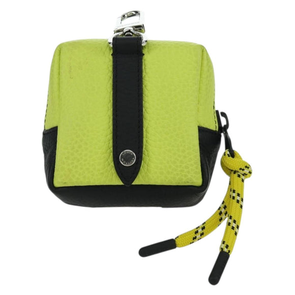 LOUIS VUITTON Square Pouch Color Blocks Charm Leather Gray M00739 Auth ARZ207M