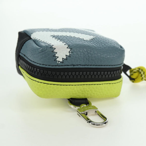 LOUIS VUITTON Square Pouch Color Blocks Charm Leather Gray M00739 Auth ARZ207M