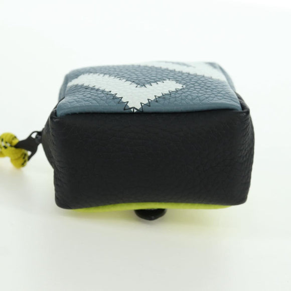 LOUIS VUITTON Square Pouch Color Blocks Charm Leather Gray M00739 Auth ARZ207M