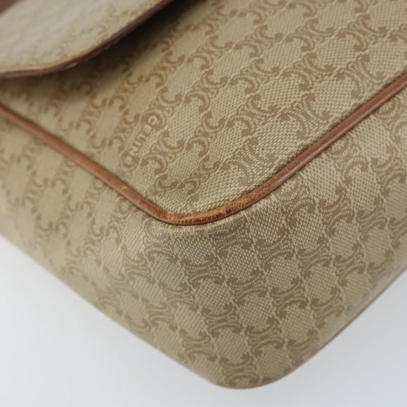 CELINE Macadam Canvas Shoulder Bag PVC Beige Gold Auth ARZ209
