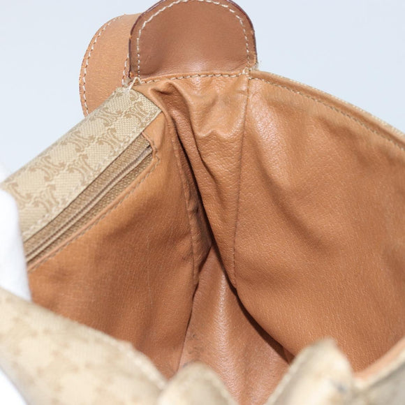 CELINE Macadam Canvas Shoulder Bag PVC Beige Gold Auth ARZ209