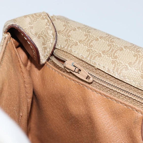 CELINE Macadam Canvas Shoulder Bag PVC Beige Gold Auth ARZ209