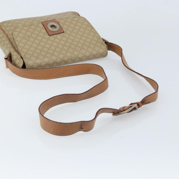 CELINE Macadam Canvas Shoulder Bag PVC Beige Gold Auth ARZ209