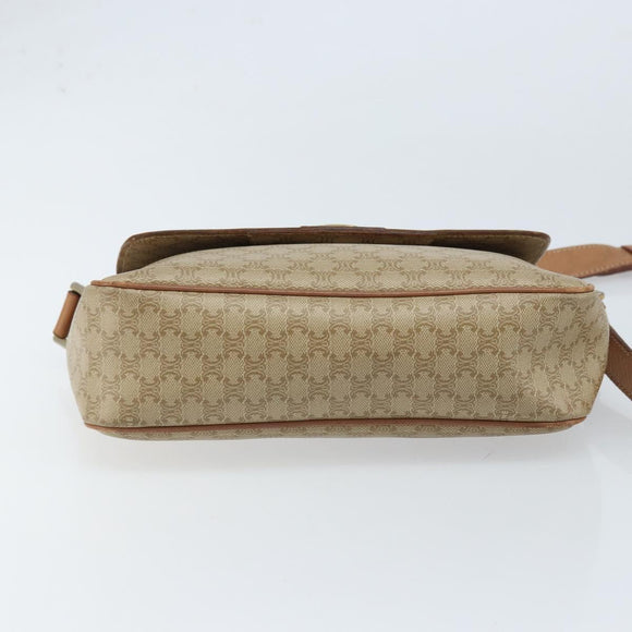 CELINE Macadam Canvas Shoulder Bag PVC Beige Gold Auth ARZ209