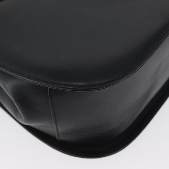 Salvatore Ferragamo Gancini Hand Bag Leather Black Gold Auth ARZ224