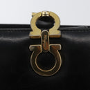 Salvatore Ferragamo Gancini Hand Bag Leather Black Gold Auth ARZ224-14