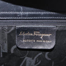 Salvatore Ferragamo Gancini Hand Bag Leather Black Gold Auth ARZ224-15