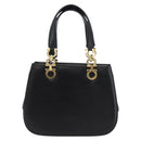 Salvatore Ferragamo Gancini Hand Bag Leather Black Gold Auth ARZ224-2