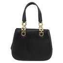 Salvatore Ferragamo Gancini Hand Bag Leather Black Gold Auth ARZ224-3