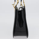 Salvatore Ferragamo Gancini Hand Bag Leather Black Gold Auth ARZ224-4