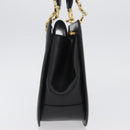 Salvatore Ferragamo Gancini Hand Bag Leather Black Gold Auth ARZ224-5