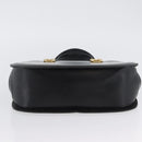 Salvatore Ferragamo Gancini Hand Bag Leather Black Gold Auth ARZ224-9
