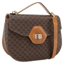 CELINE Macadam Canvas Hand Bag PVC Leather 2way Brown Gold Auth ARZ225-1