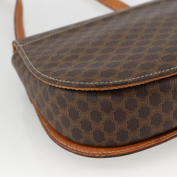 CELINE Macadam Canvas Hand Bag PVC Leather 2way Brown Gold Auth ARZ225