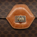 CELINE Macadam Canvas Hand Bag PVC Leather 2way Brown Gold Auth ARZ225-19