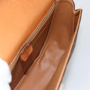 CELINE Macadam Canvas Hand Bag PVC Leather 2way Brown Gold Auth ARZ225-22