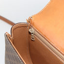 CELINE Macadam Canvas Hand Bag PVC Leather 2way Brown Gold Auth ARZ225-24