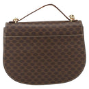 CELINE Macadam Canvas Hand Bag PVC Leather 2way Brown Gold Auth ARZ225-2