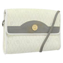 Christian Dior Honeycomb Canvas Shoulder Bag PVC White Gold Auth ARZ226-1