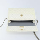 Christian Dior Honeycomb Canvas Shoulder Bag PVC White Gold Auth ARZ226-10