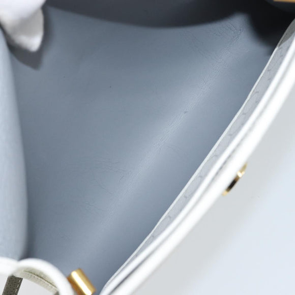 Christian Dior Honeycomb Canvas Shoulder Bag PVC White Gold Auth ARZ226