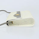 Christian Dior Honeycomb Canvas Shoulder Bag PVC White Gold Auth ARZ226-4