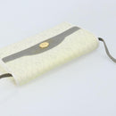 Christian Dior Honeycomb Canvas Shoulder Bag PVC White Gold Auth ARZ226-6