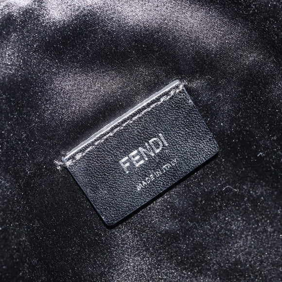 FENDI Zucca Canvas Peek A Boo Defender Schultertasche Schwarz Silber Auth ARZ227V