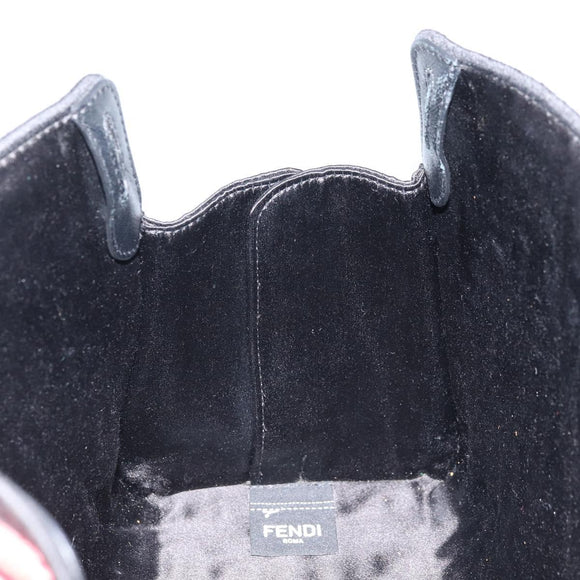 FENDI Zucca Canvas Peek A Boo Defender Schultertasche Schwarz Silber Auth ARZ227V