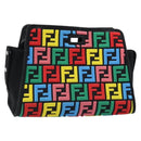 FENDI Zucca Canvas Peek A Boo Defender Schultertasche Schwarz Silber Auth ARZ227V-1