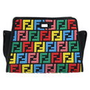 FENDI Zucca Canvas Peek A Boo Defender Shoulder Bag Black Silver Auth ARZ227V-2