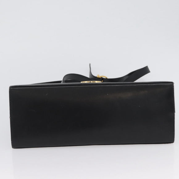 Salvatore Ferragamo Gancini Hand Bag Leather 2way Black Gold Auth ARZ228