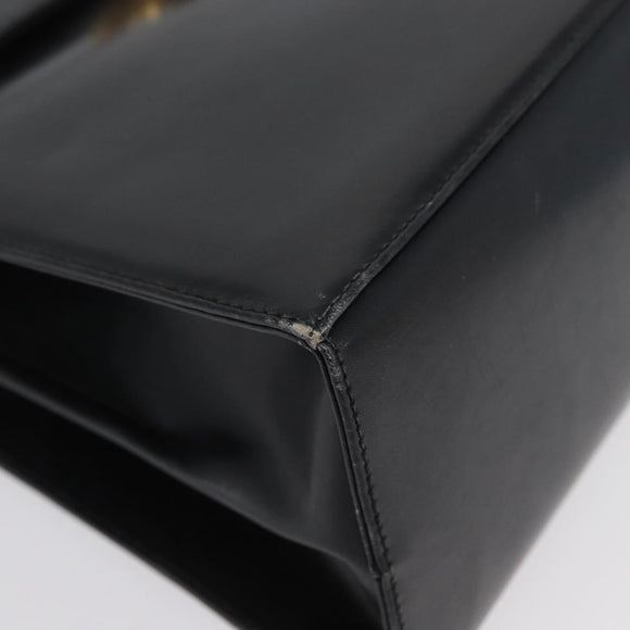 Salvatore Ferragamo Gancini Hand Bag Leather 2way Black Gold Auth ARZ228