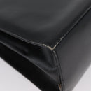 Salvatore Ferragamo Gancini Hand Bag Leather 2way Black Gold Auth ARZ228-18