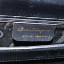 Salvatore Ferragamo Gancini Hand Bag Leather 2way Black Gold Auth ARZ228-12