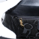 Salvatore Ferragamo Gancini Hand Bag Leather 2way Black Gold Auth ARZ228-26