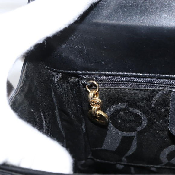 Salvatore Ferragamo Gancini Hand Bag Leather 2way Black Gold Auth ARZ228