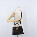 Salvatore Ferragamo Gancini Hand Bag Leather 2way Black Gold Auth ARZ228-28
