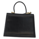 Salvatore Ferragamo Gancini Hand Bag Leather 2way Black Gold Auth ARZ228-2