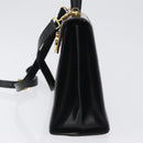 Salvatore Ferragamo Gancini Hand Bag Leather 2way Black Gold Auth ARZ228-3